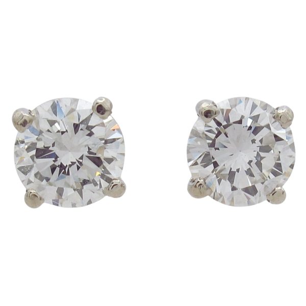 1.00 carat round diamond stud earrings white gold 0.97