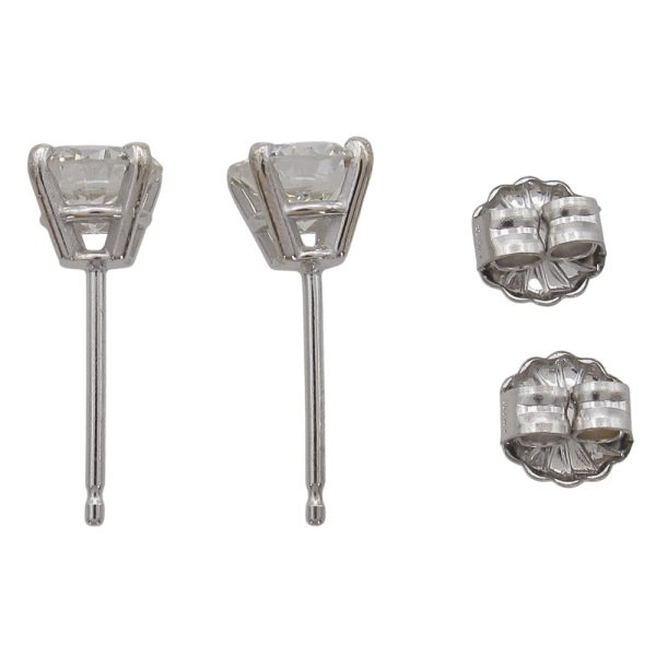 1.00 carat round diamond stud earrings white gold 0.97 side