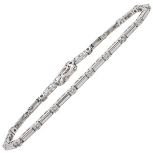 1.14ctw Diamond Tennis Bracelet 14K White Gold Front