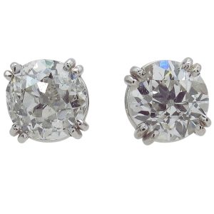 1.50 carat European Diamond Stud Earrings White Gold 1.39