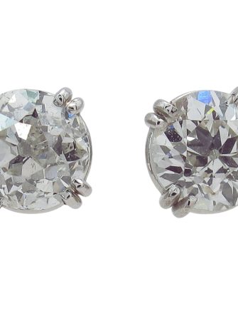 1.39ctw European Solitaire Diamond Stud Earrings White Gold