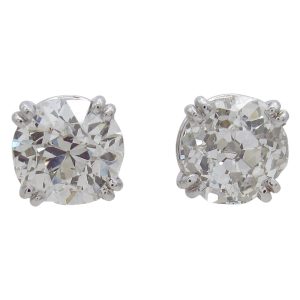 1.50 carat European Diamond Stud Earrings White Gold 1.53