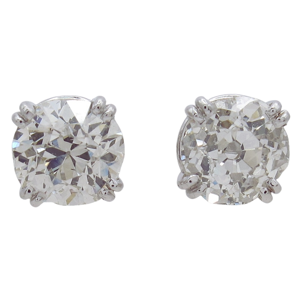 1.53ctw European Solitaire Diamond Stud Earrings White Gold