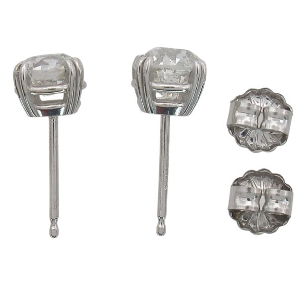 1.50 carat European Diamond Stud Earrings White Gold Side 1.39