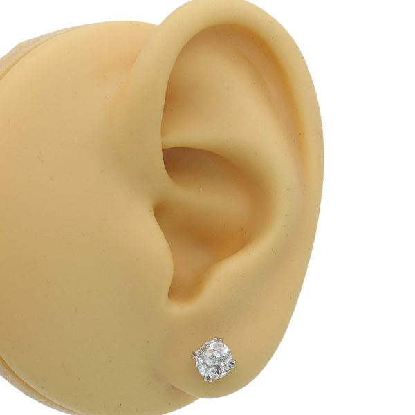 1.50 carat European Diamond Stud Earrings White Gold Worn 1.39