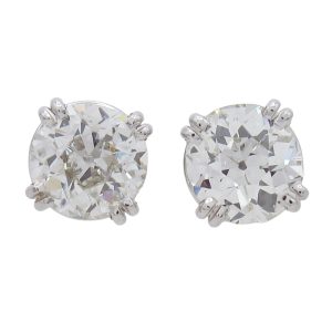 1.50 carat Old Euro Diamond Studs White Gold 1.51