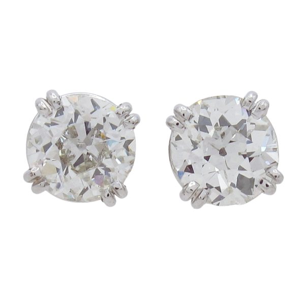 1.50 carat Old Euro Diamond Studs White Gold 1.51