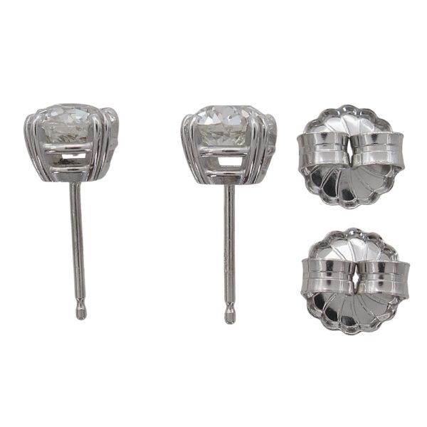 1.50 carat Old Euro Diamond Studs White Gold 1.51 Side