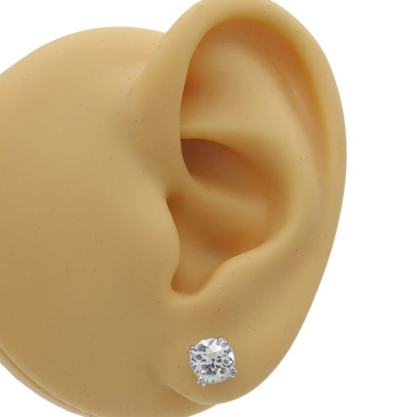 1.50 carat Old Euro Diamond Studs White Gold 1.51 Worn