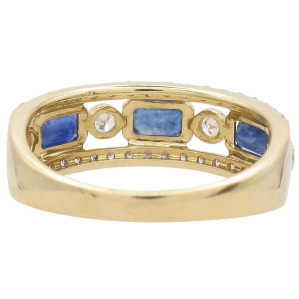 1.59ctw Diamond & Sapphire Band Ring 14K Gold back