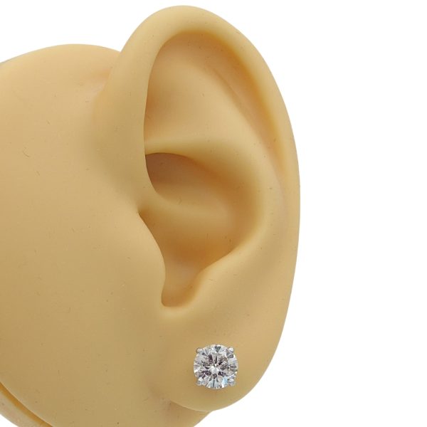 1.75 carat Round Diamond Stud Earrings White Gold Worn 1.72