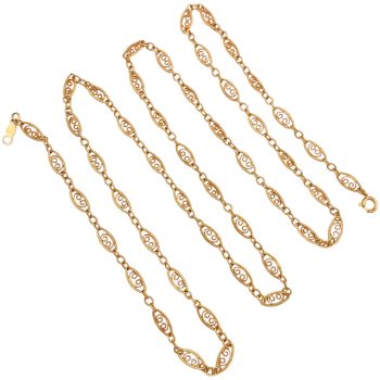 Filigree Link Necklace 14K Gold 24 Length full